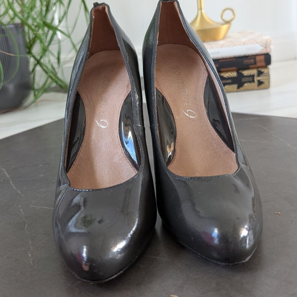 Dark Grey Patent Pumps
